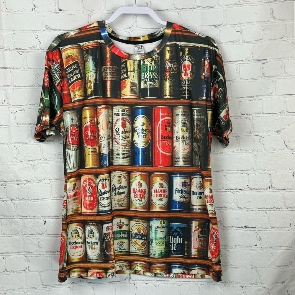 Fever Logic 1881 Beer Cans Mens T-shirt XL Vintage Funky